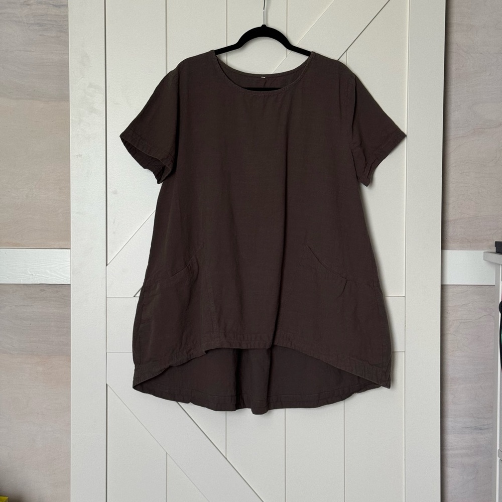 Dark gray high low trapeze tunic top